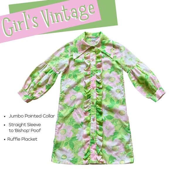 Vintage 60s 70s Girl's Dress Groovy FlowerPower Summer Mod Alt Vacation Resort